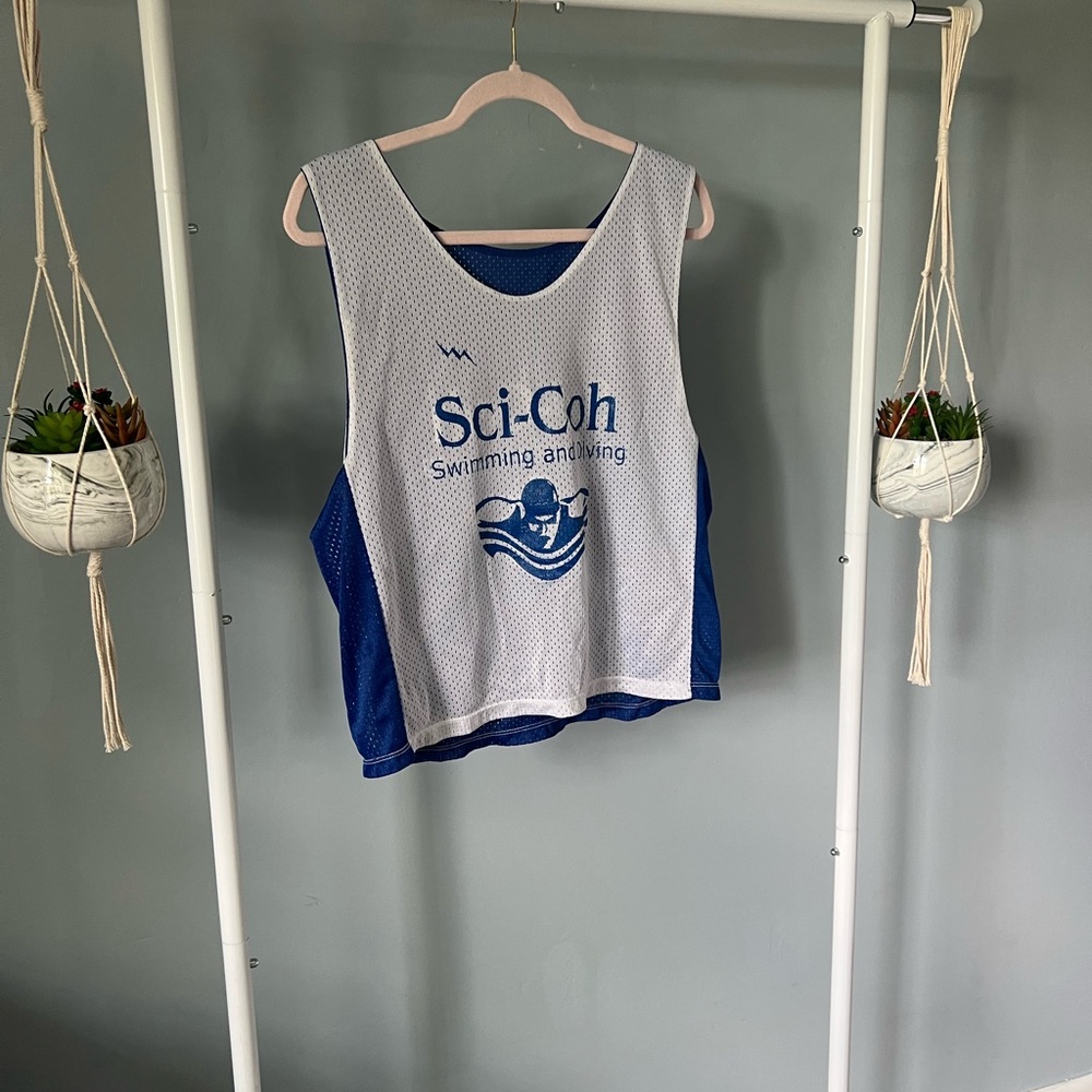 Reversible blue and white jersey